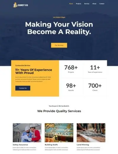 construction company website template