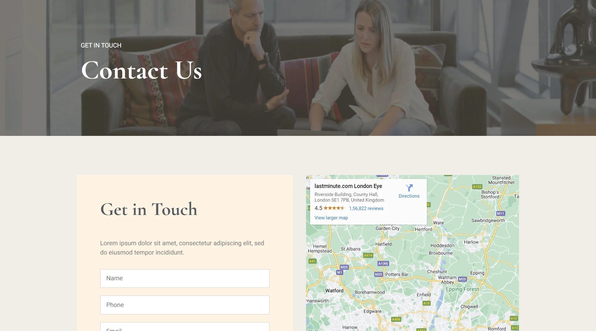 Interior design WordPress template - Contact Us