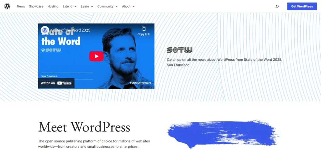 WordPress homepage