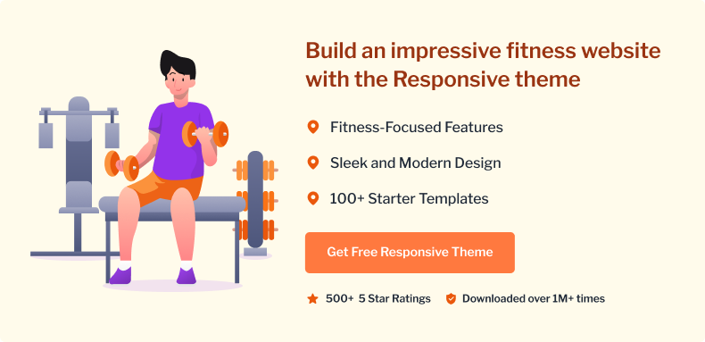 Build an impressive fitness website with the Responsive theme