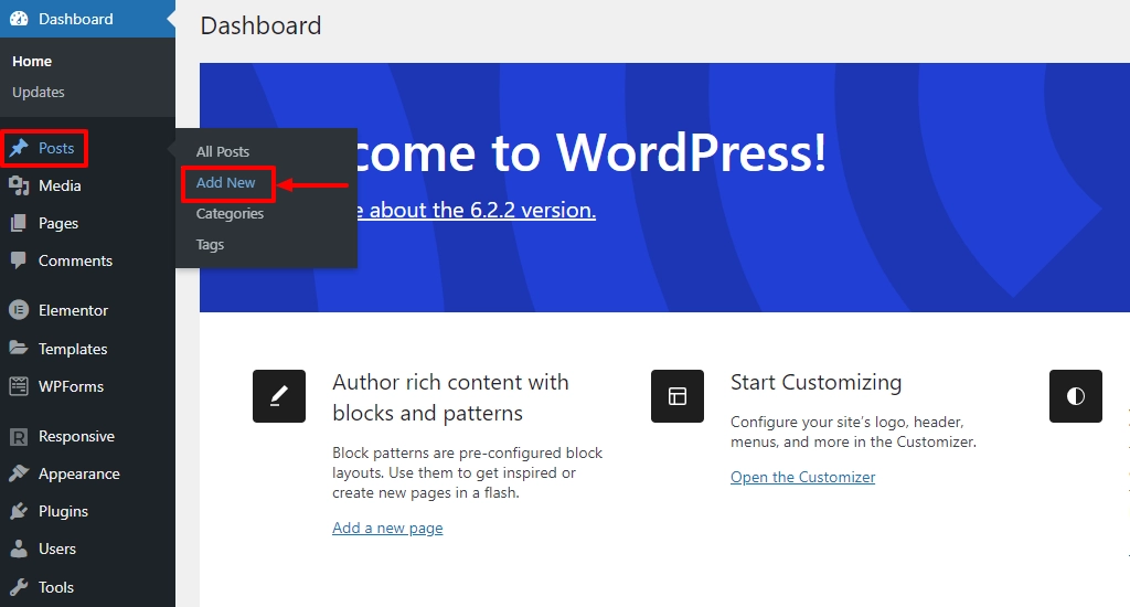 Add new post to your WordPress website