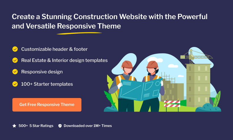 Create a stunning construction website with the powerful and versatile Responsive Theme