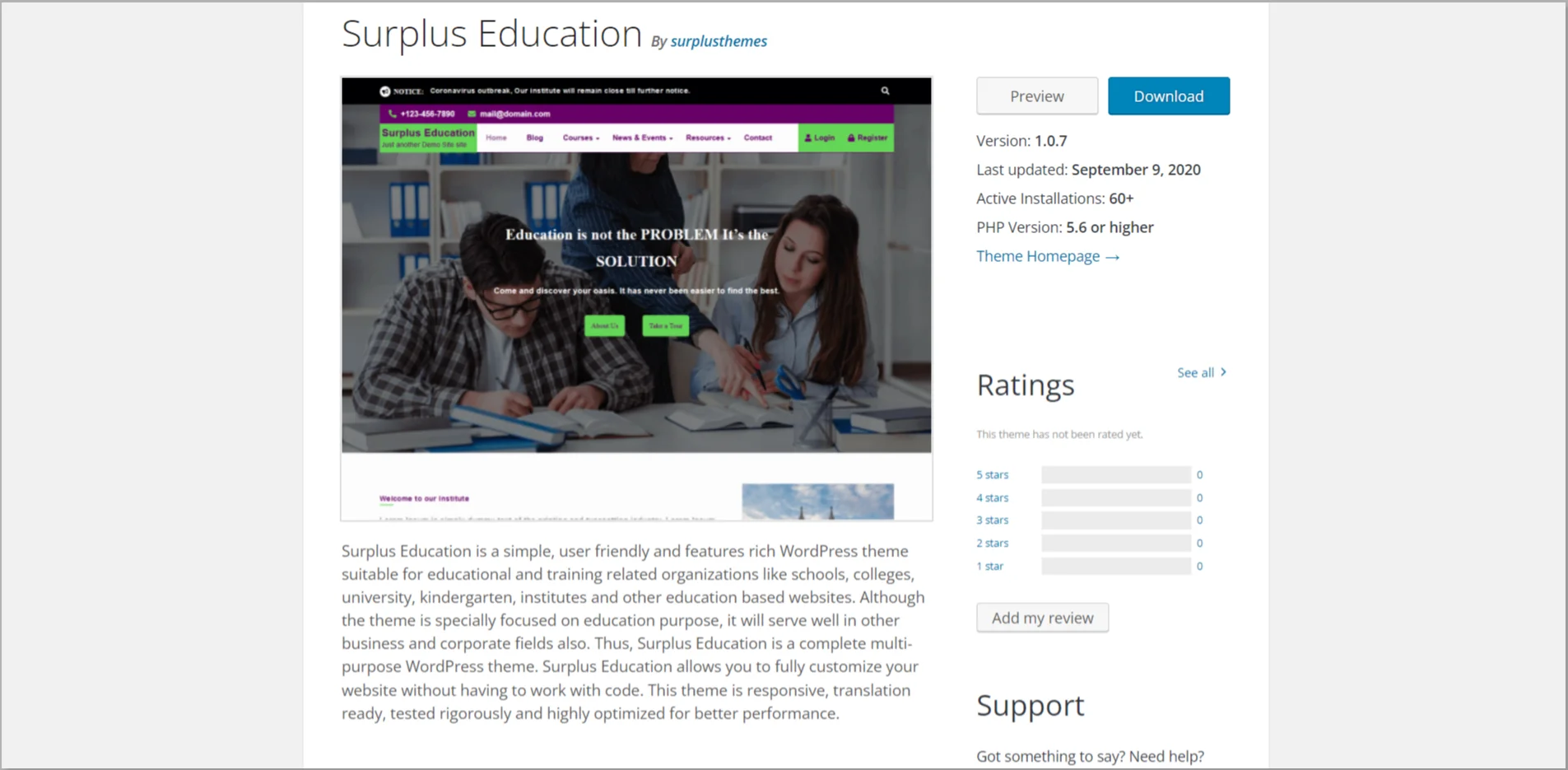 Surplus Education Theme