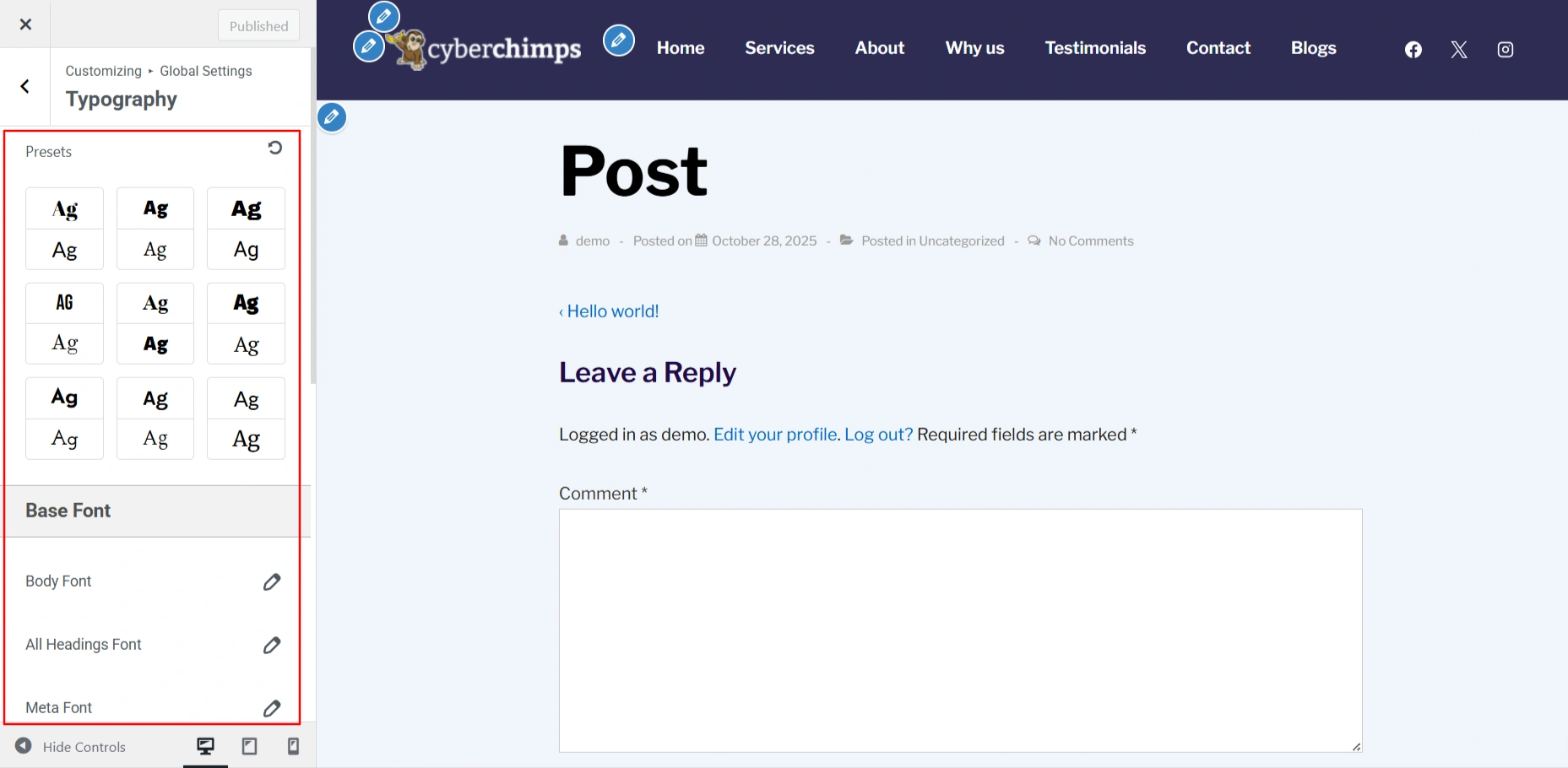 Responsive theme - typography
