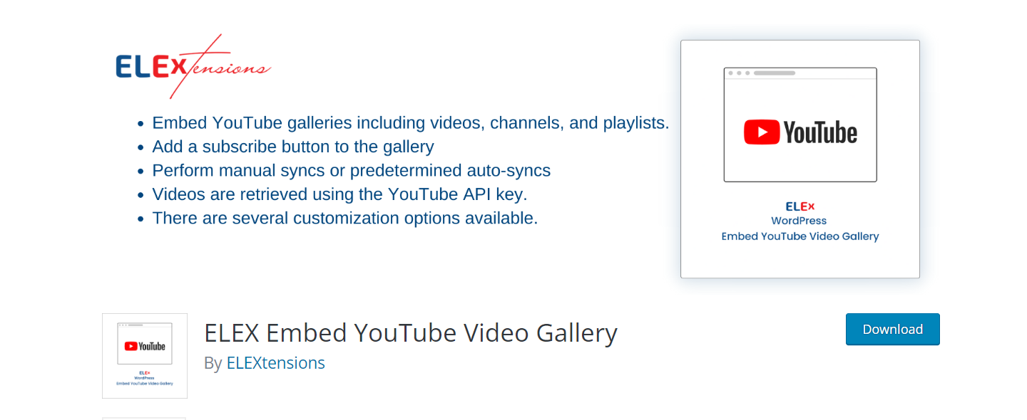 ELEX Embed YouTube Video Gallery plugin 