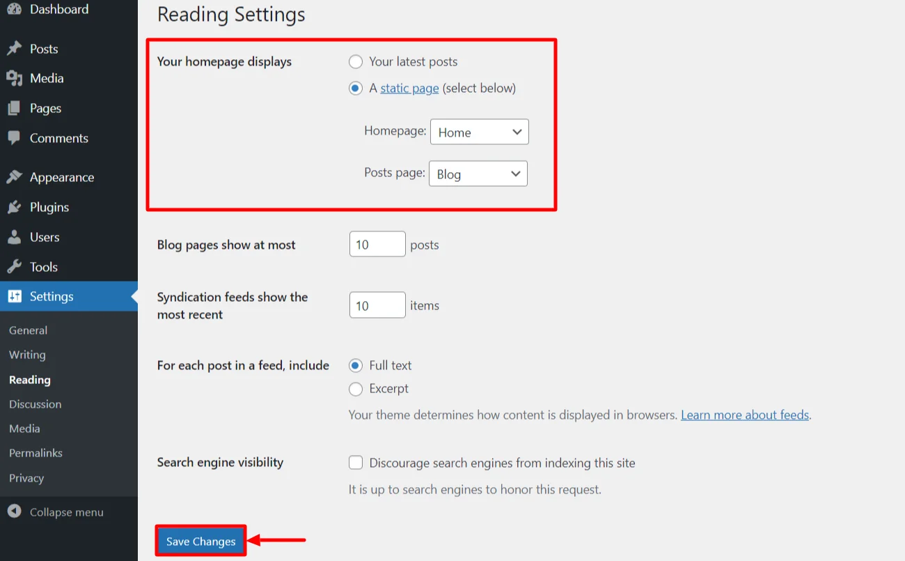 Setting reading settings conditions