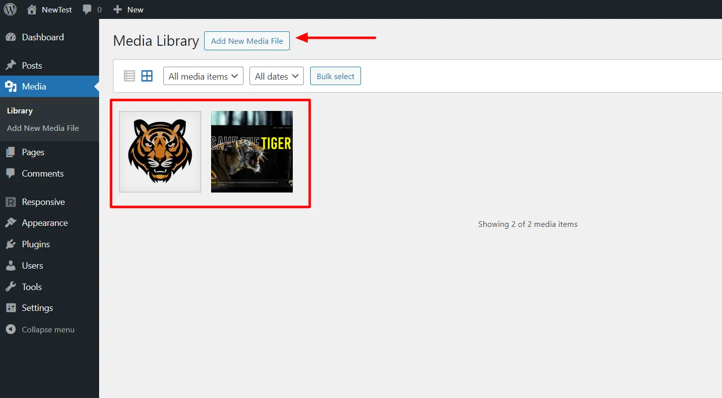 Uploading the theme banner and icon in the media library