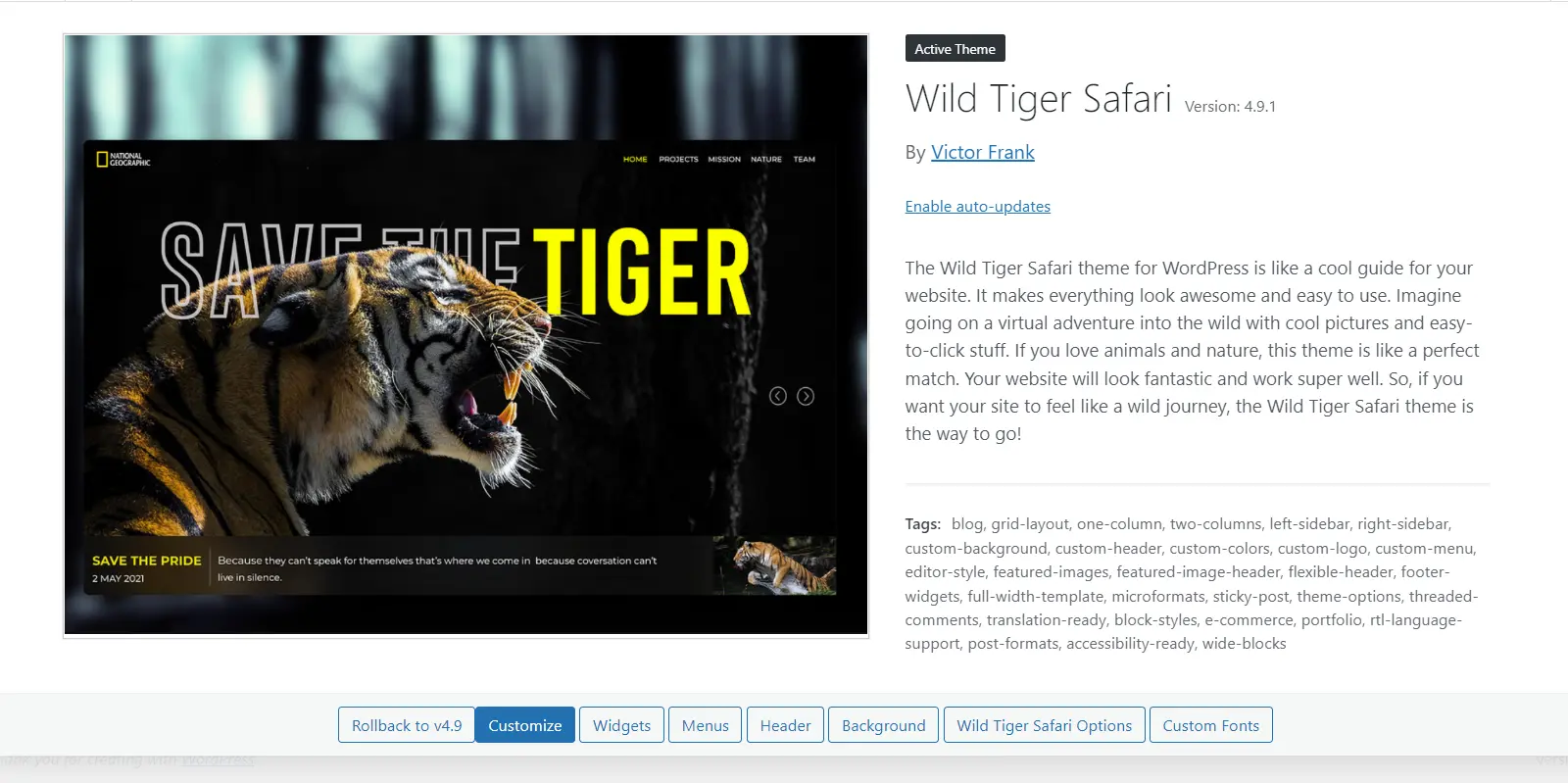 Wild Tiger Safari Theme