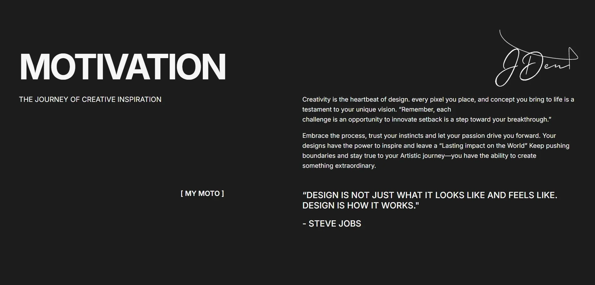 One page CV - Motivation section