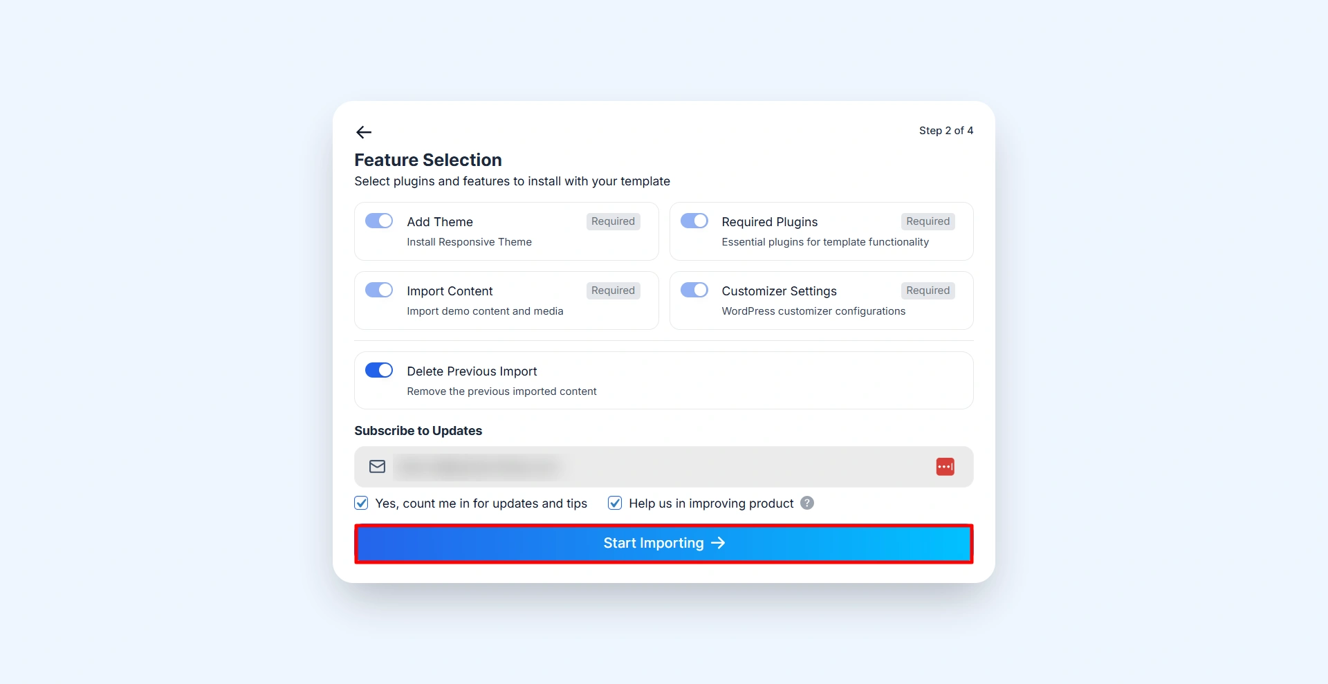 Click on "Import Template."