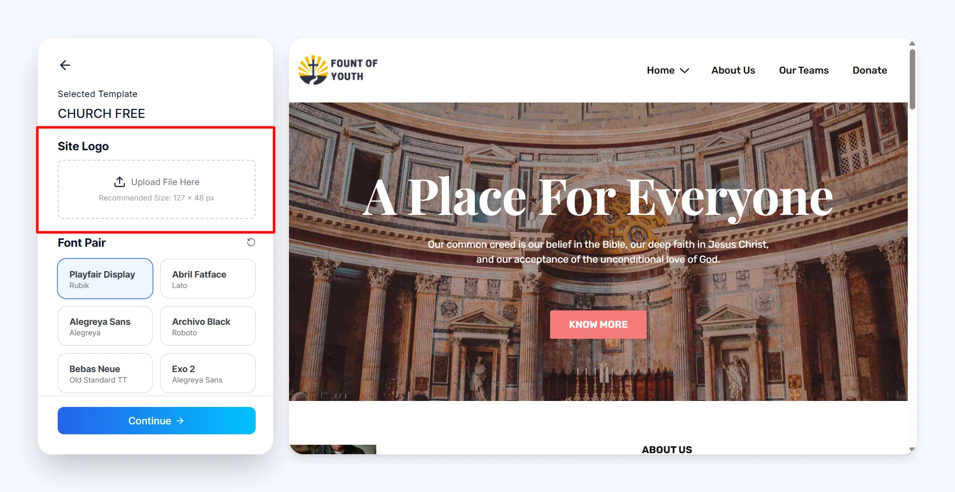 upload your site logo
