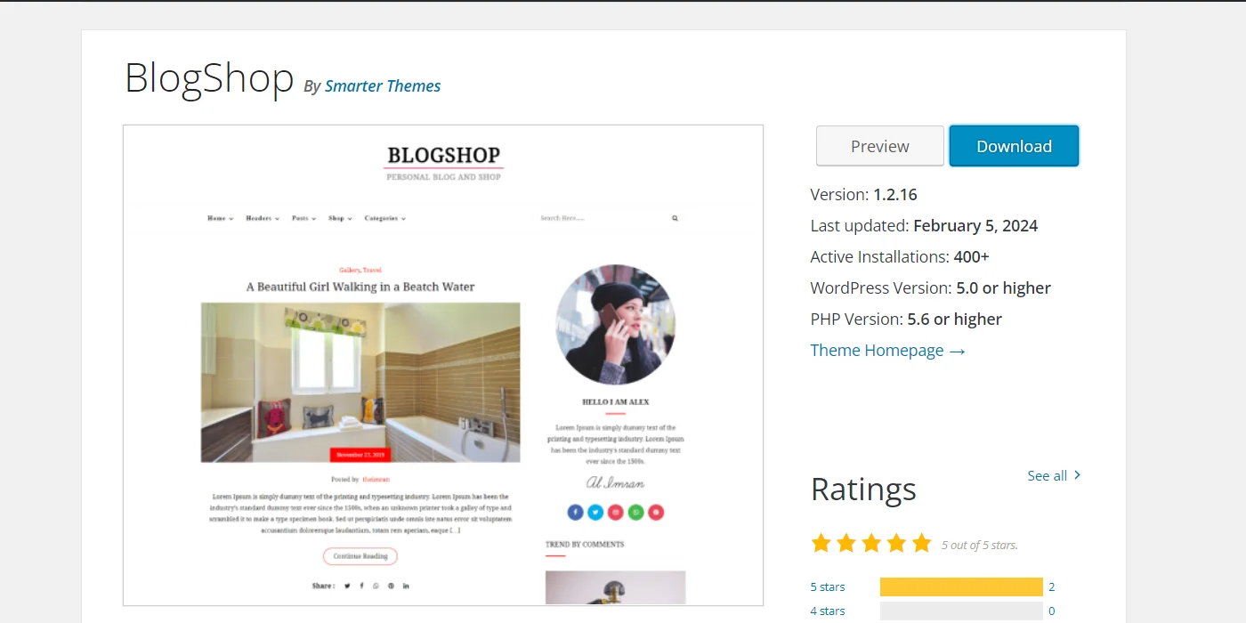 BlogShop WooCommerce themes