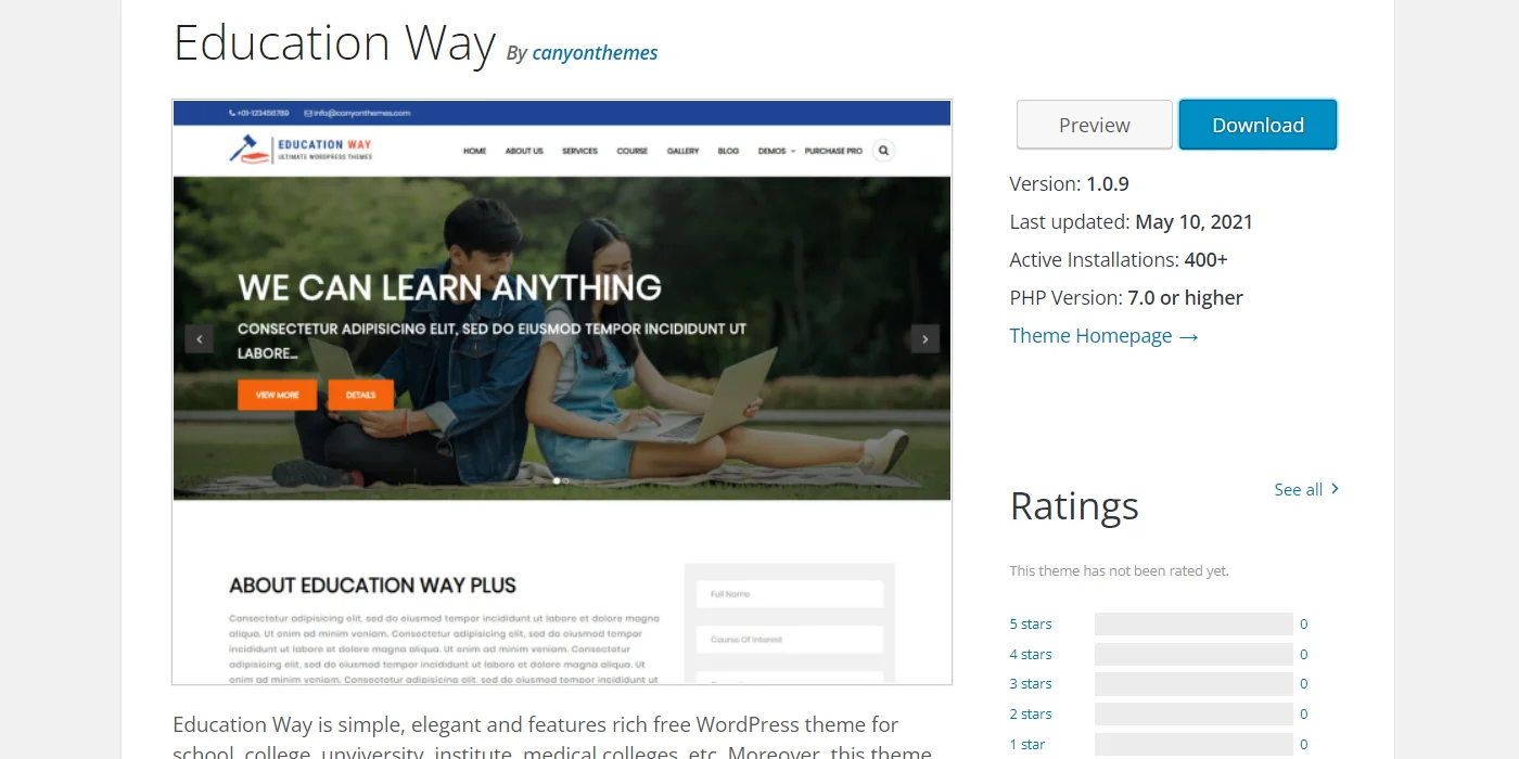 Education way theme for WooCommerce