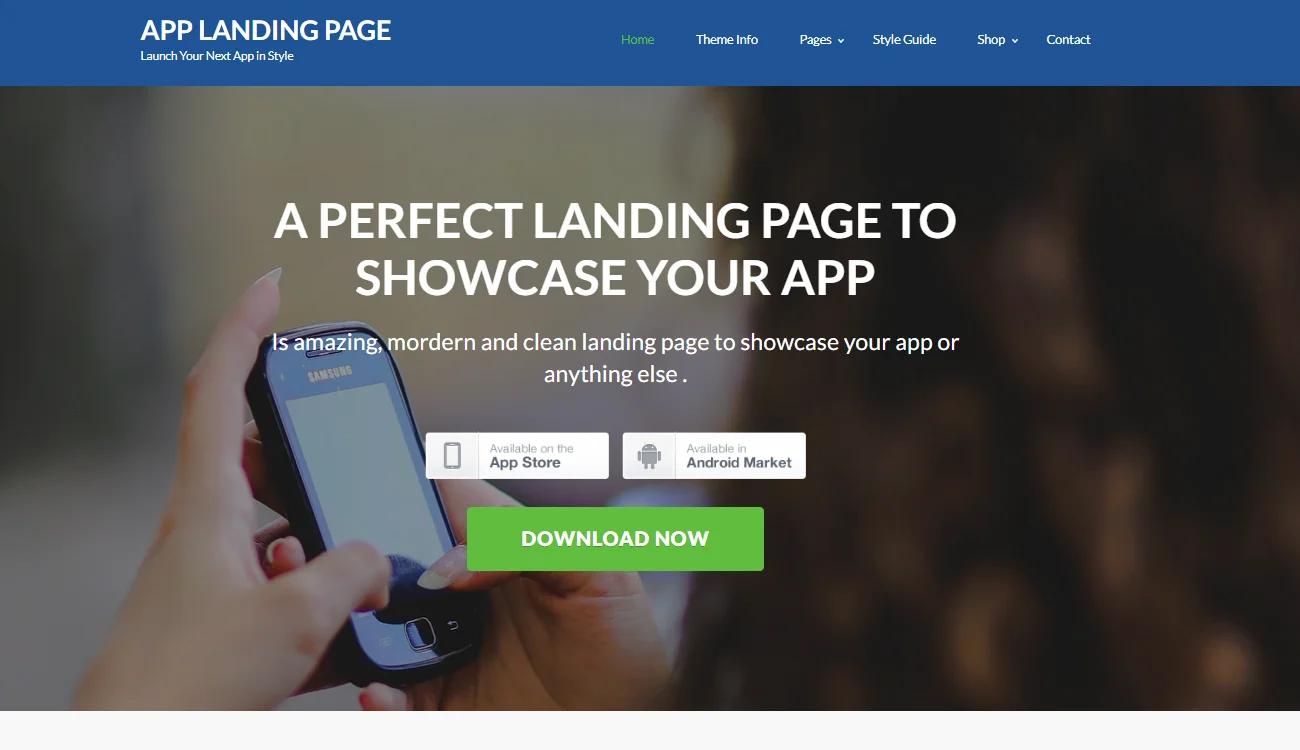 App landing page WordPress themes