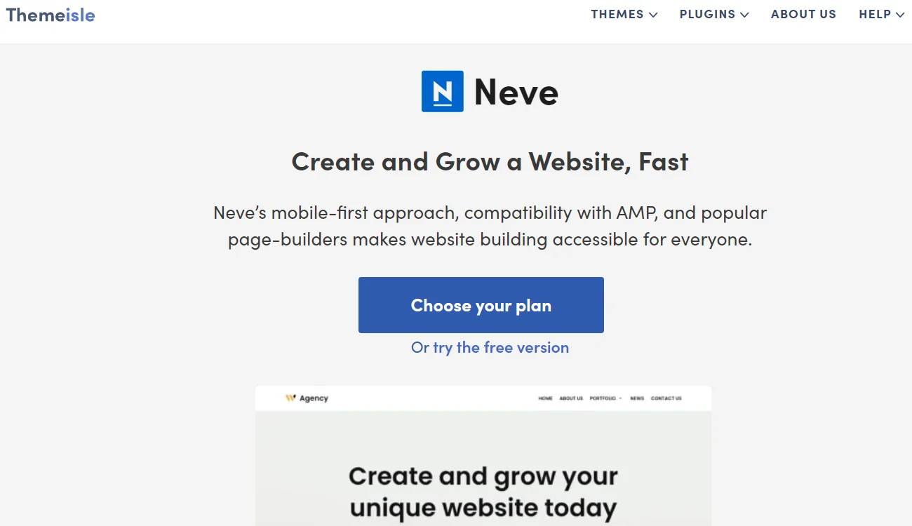 Neve landing page WordPress themes
