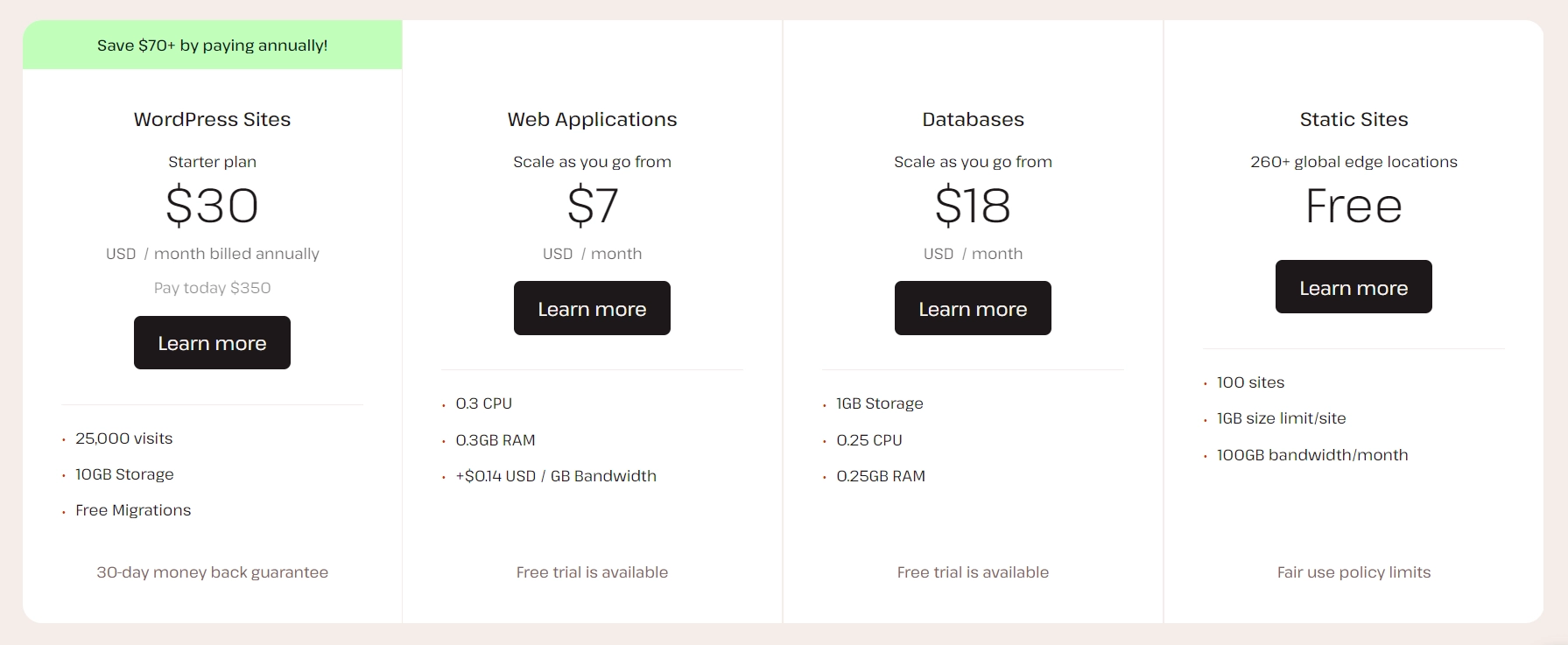 Kinsta fastest web hosting pricing plan