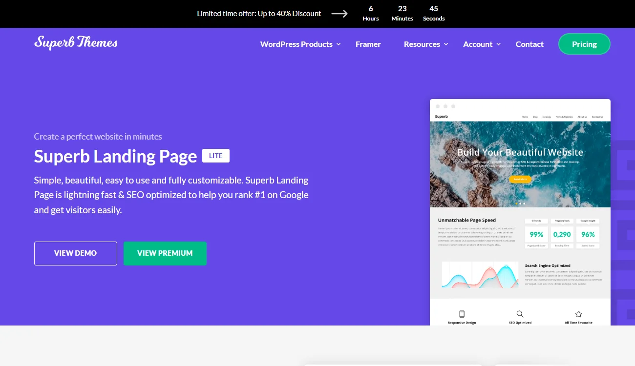 Superb landing page WordPress themes