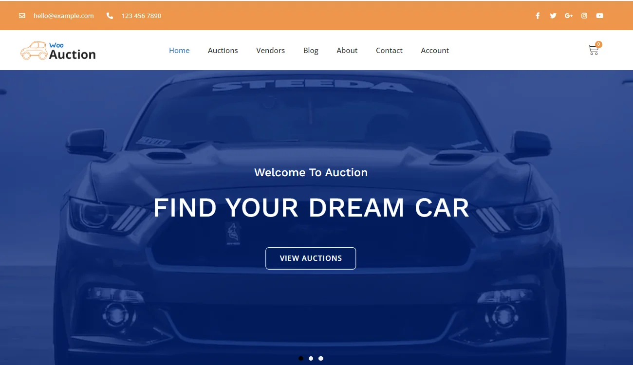 Woo auction landing page