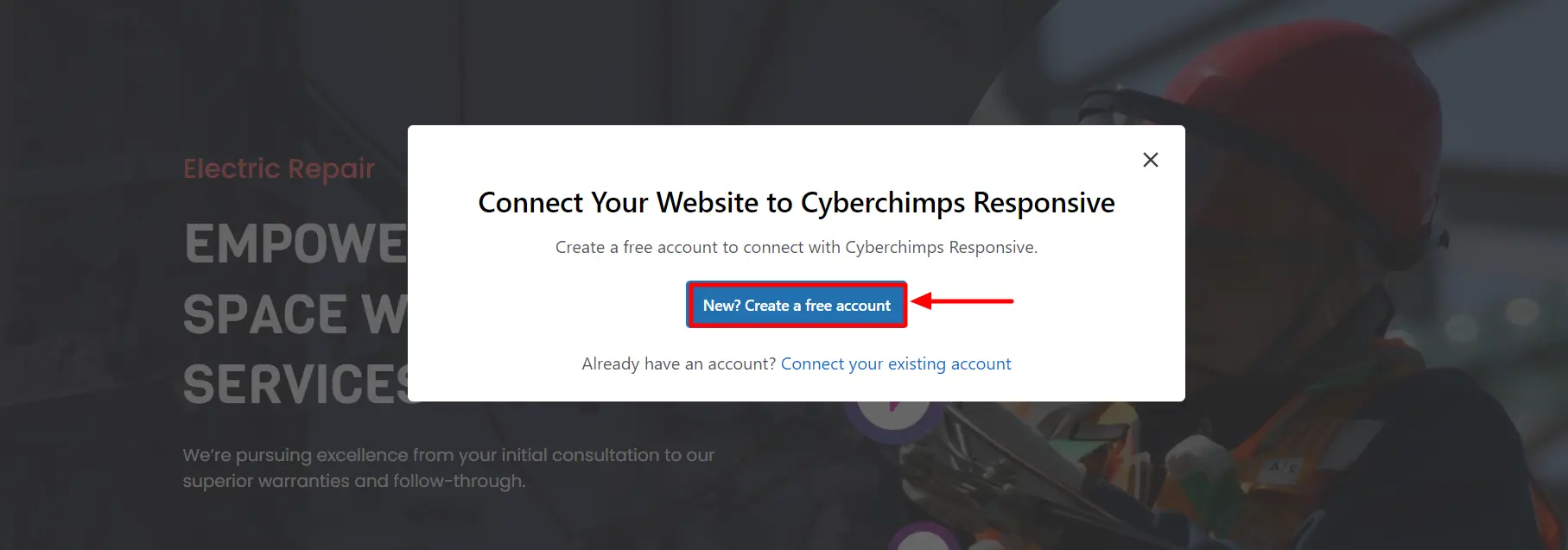 conecting website to cyberchimps