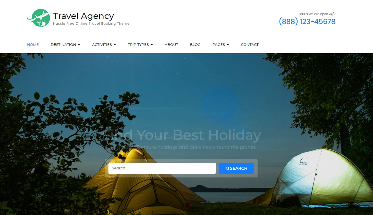 Travel landing page WordPress themes