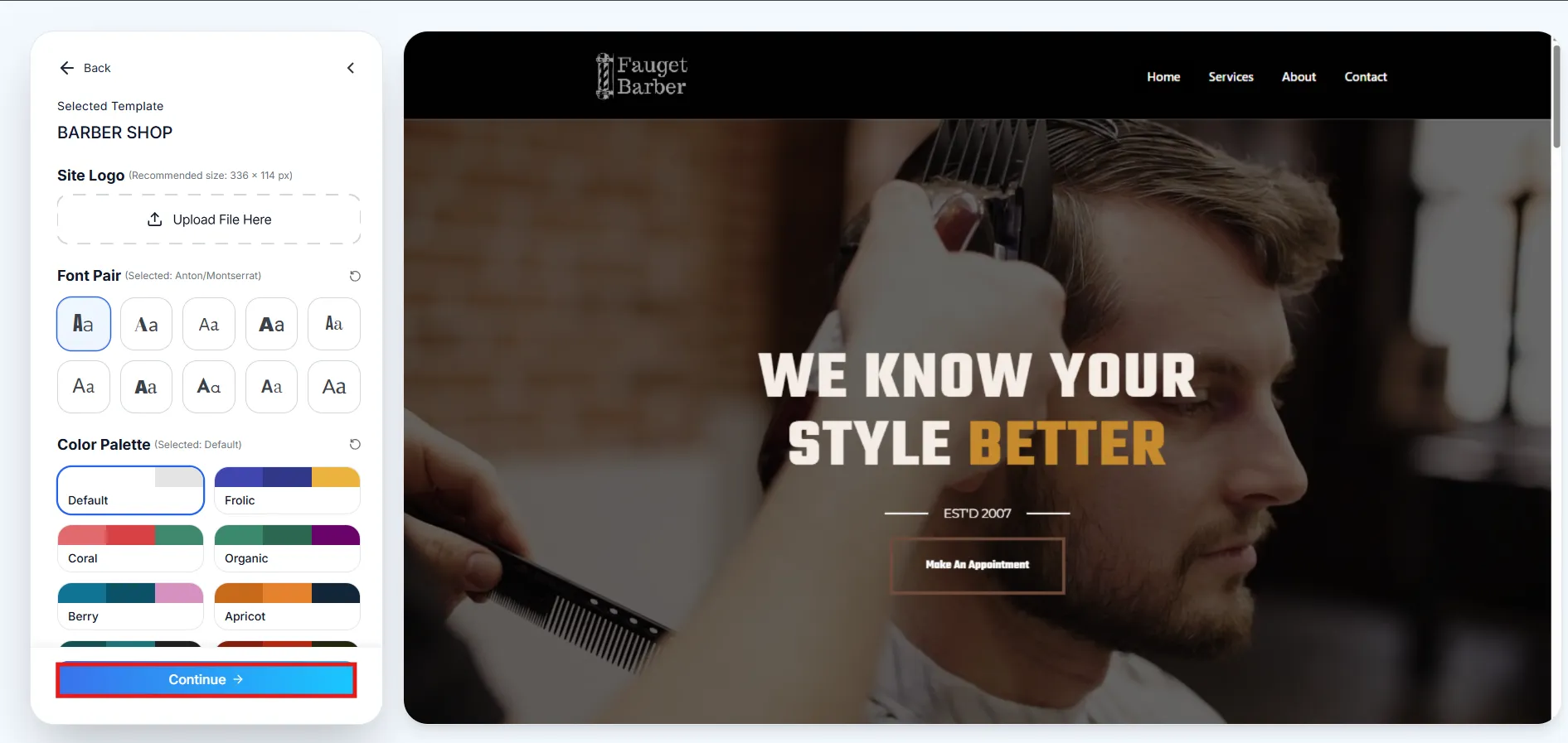 click on continue