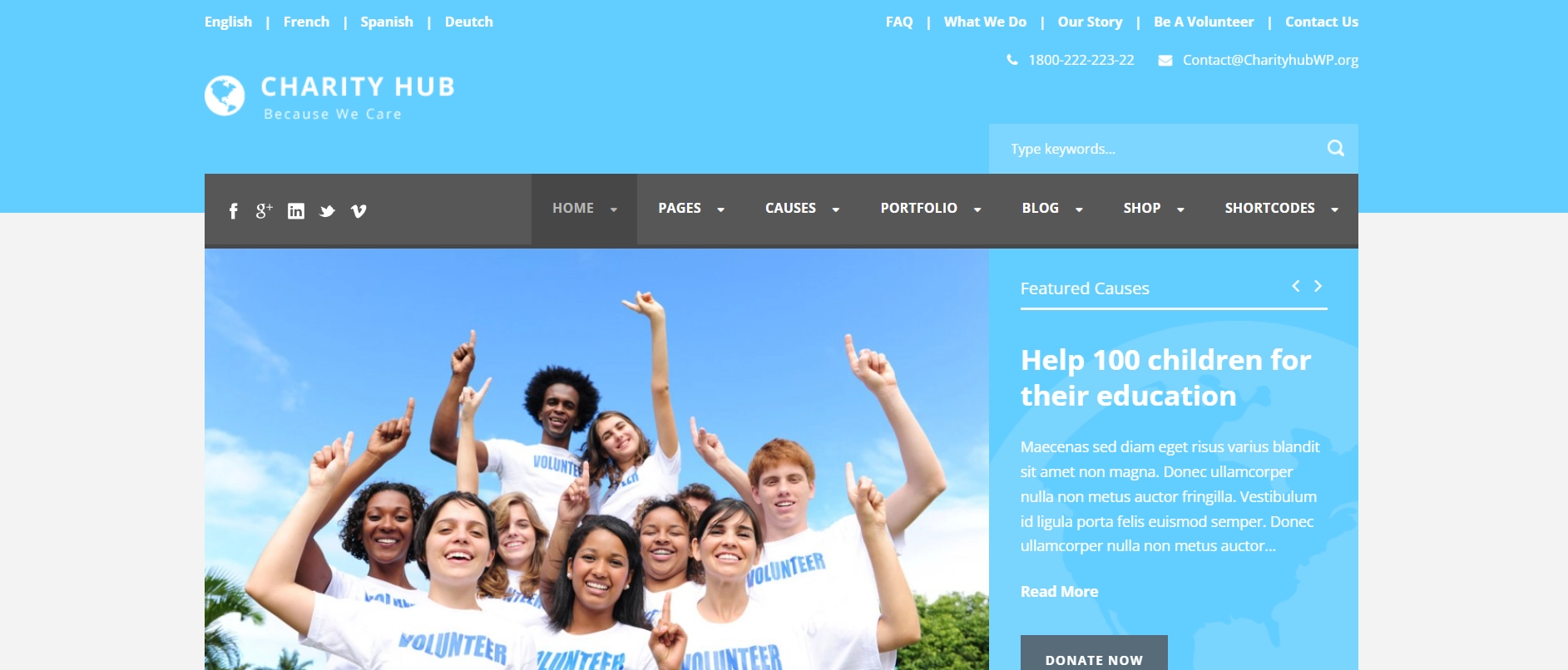 Charity Hub non-profit wordpress theme