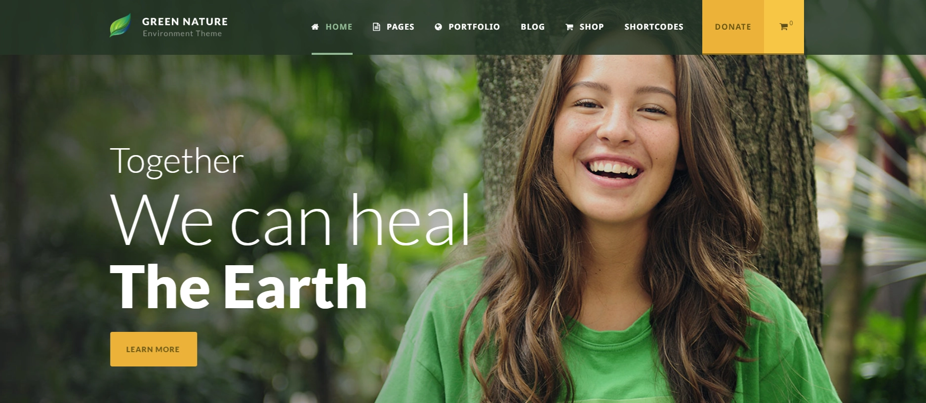 Green nature non-profit wordpress theme