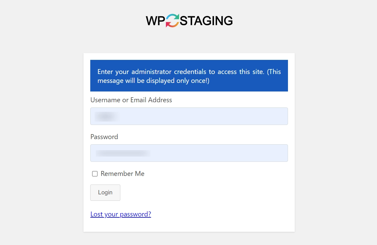 Login to your staging site