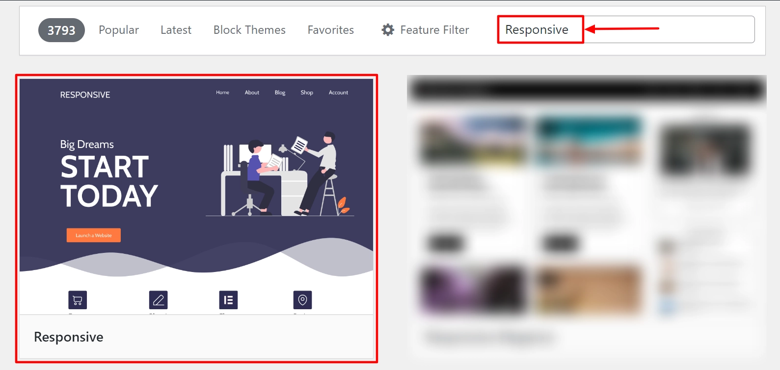 Search for Responsive theme