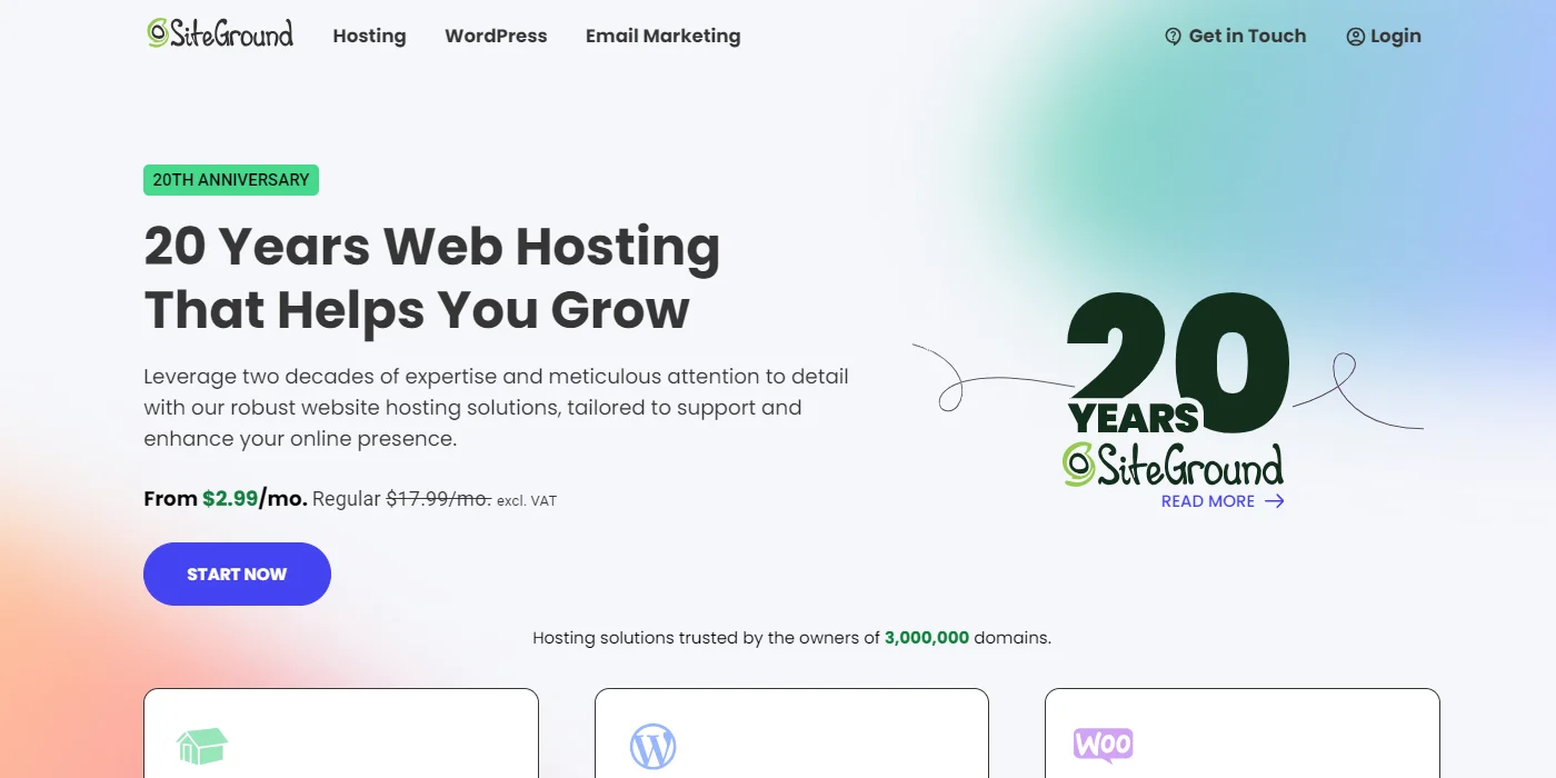 SiteGround web hosting services in Canada