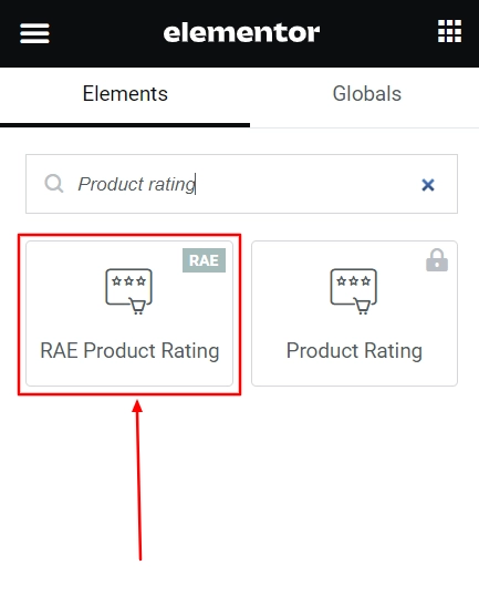 Dragging and dropping RAE Product Rating Widget