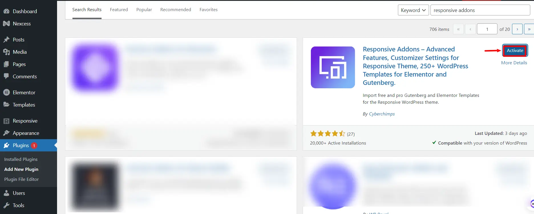 Activating plugin