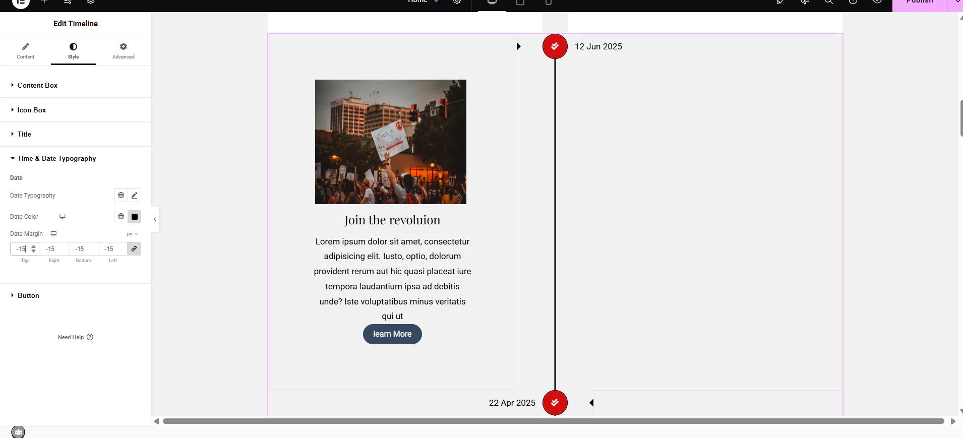 Time and date typography customization