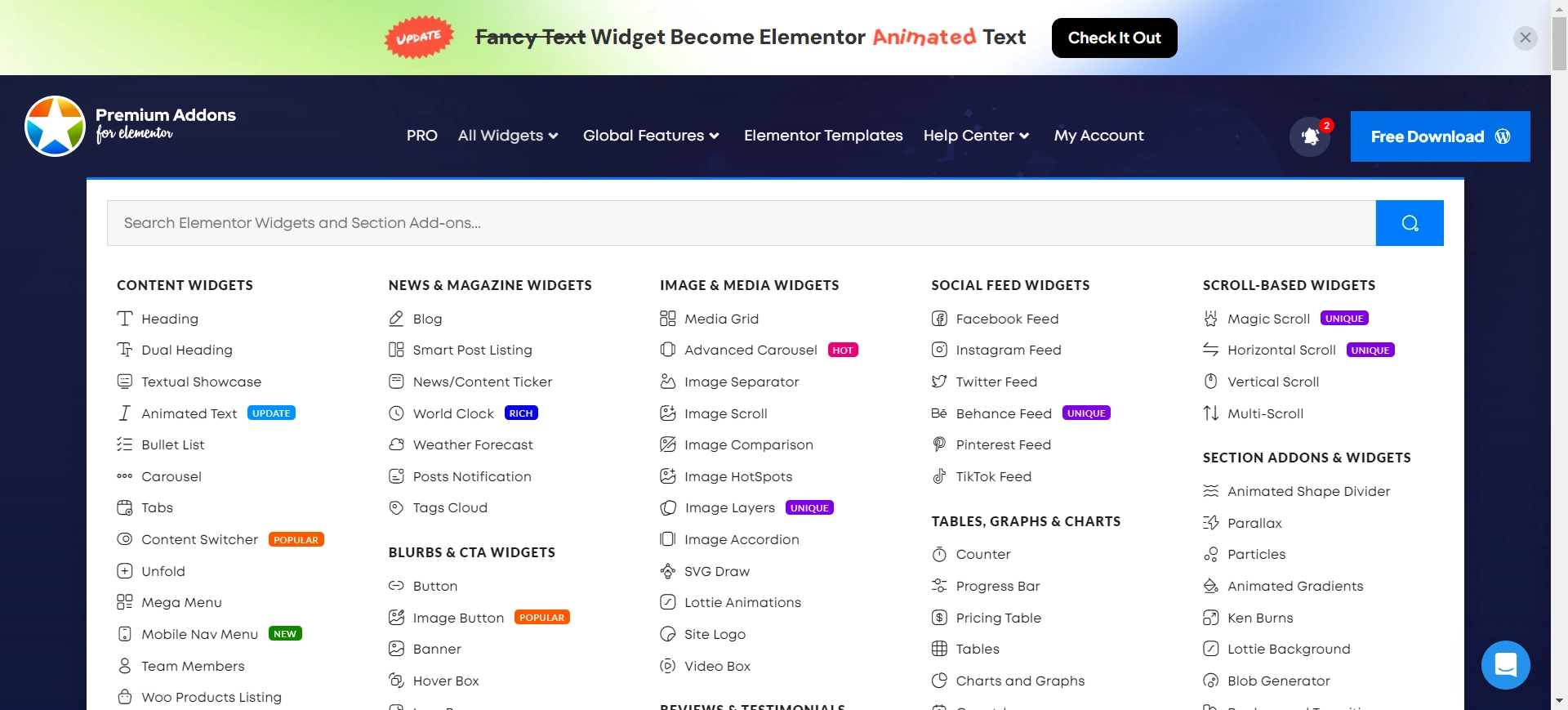 Premium Addons widget library
