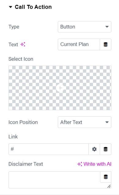 Call To Action tab