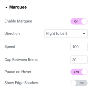 Marquee settings in RAE