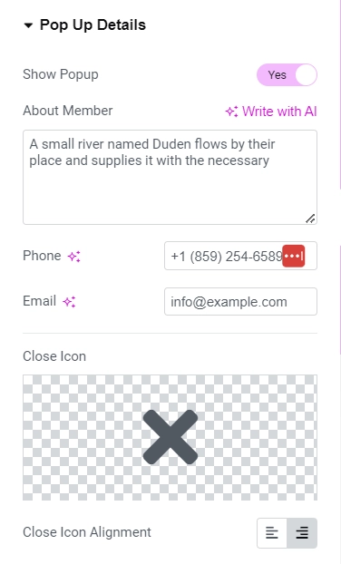 Customizing popup details