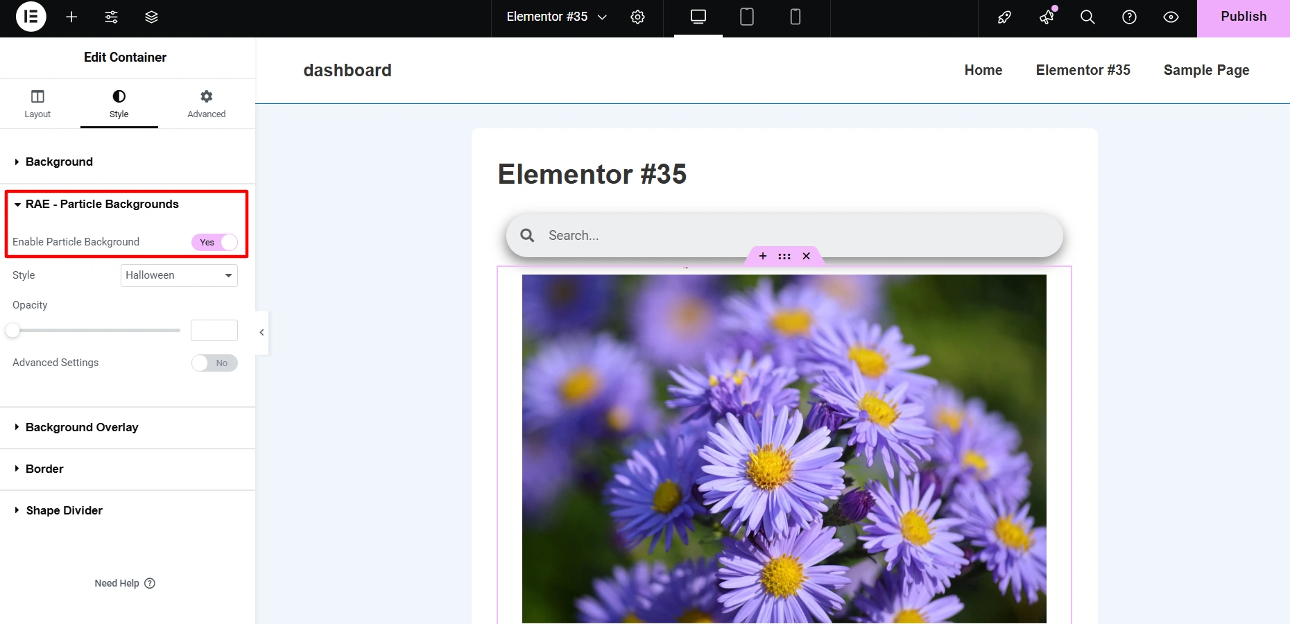 Particle Backgrounds extension