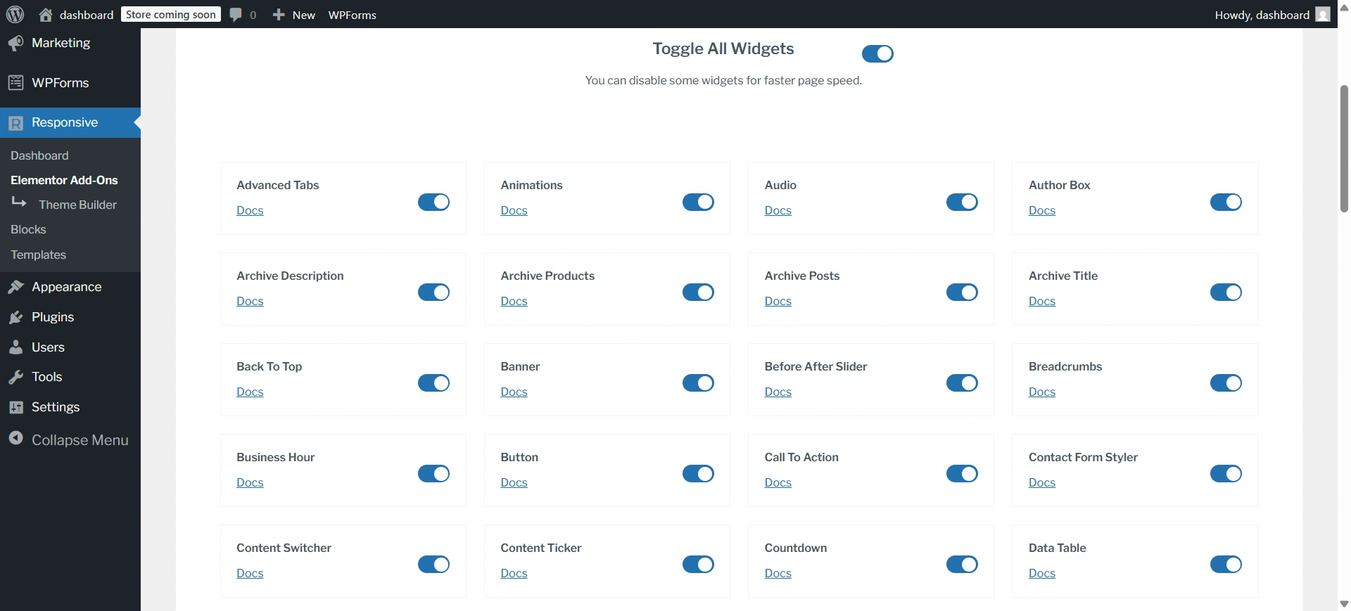 RAE widgets