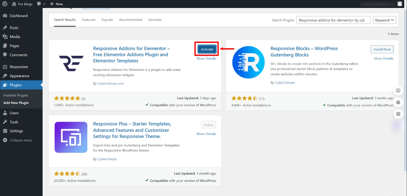 Activate plugin