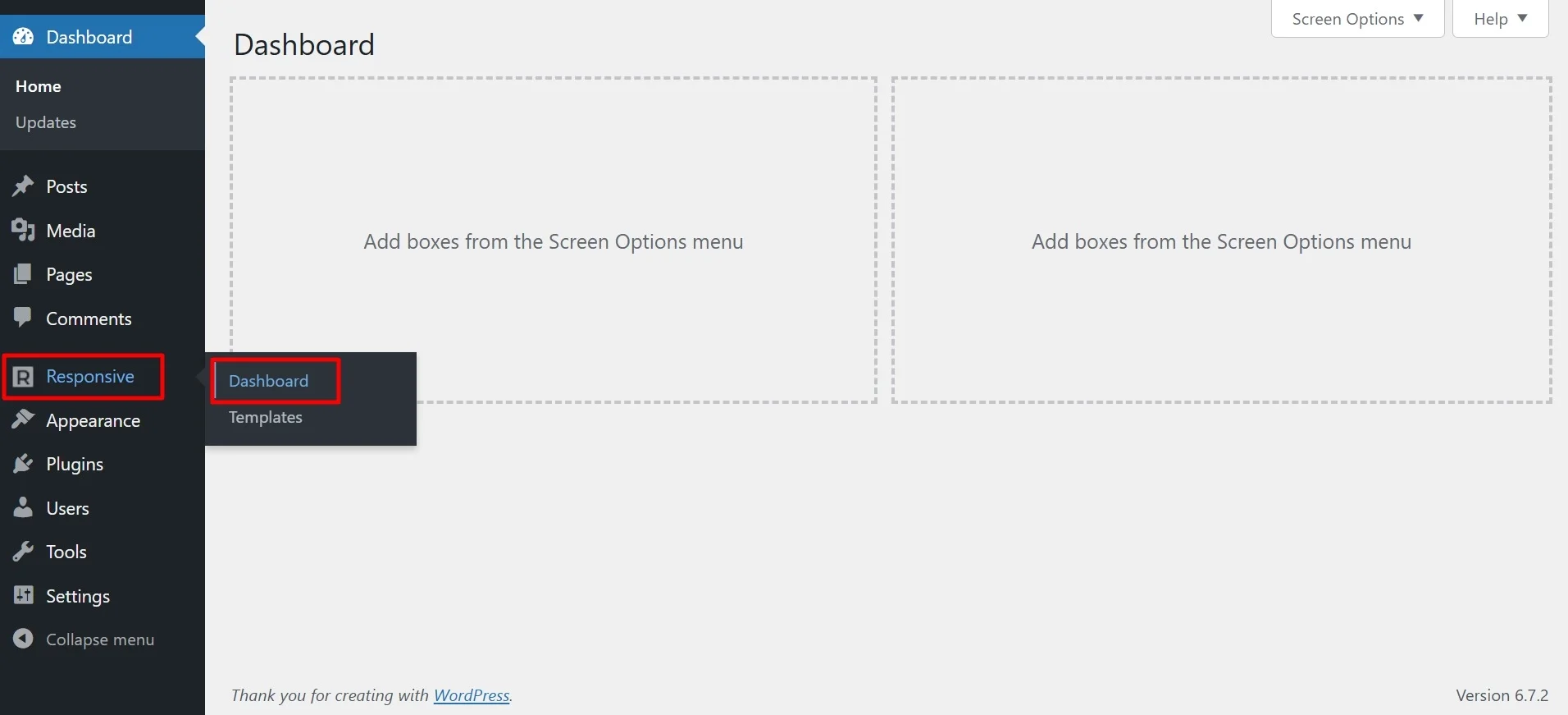 Go to responsive > dashboard