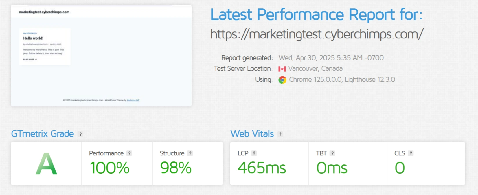 performance report