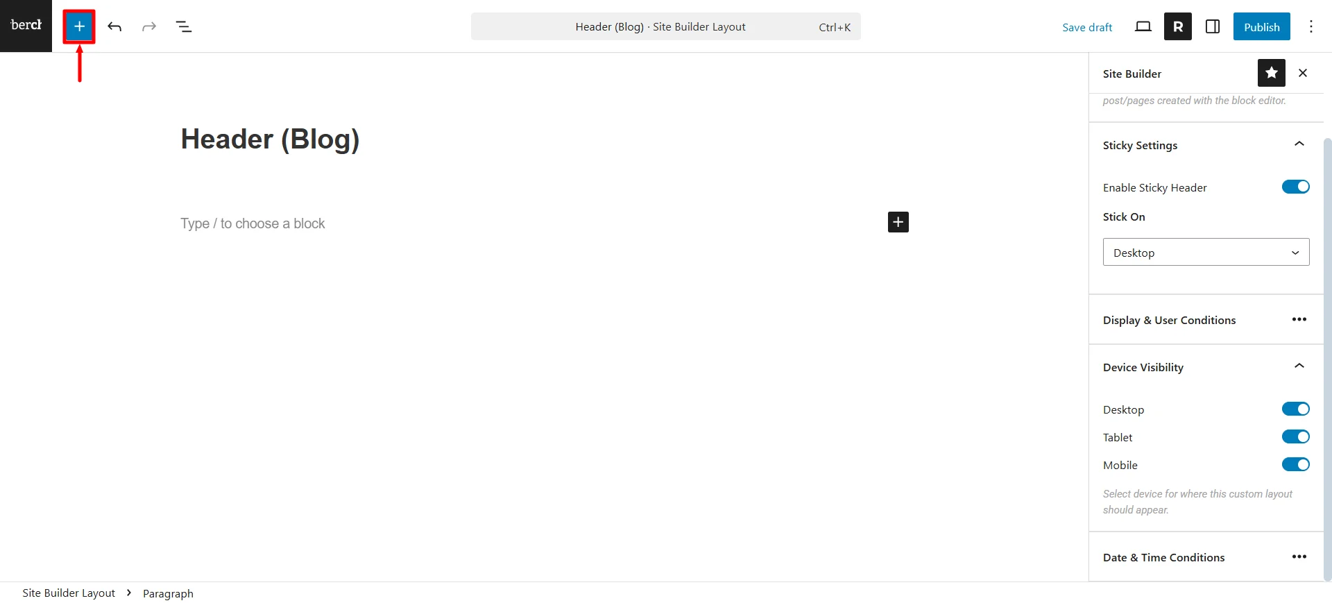 Clicking on + sign