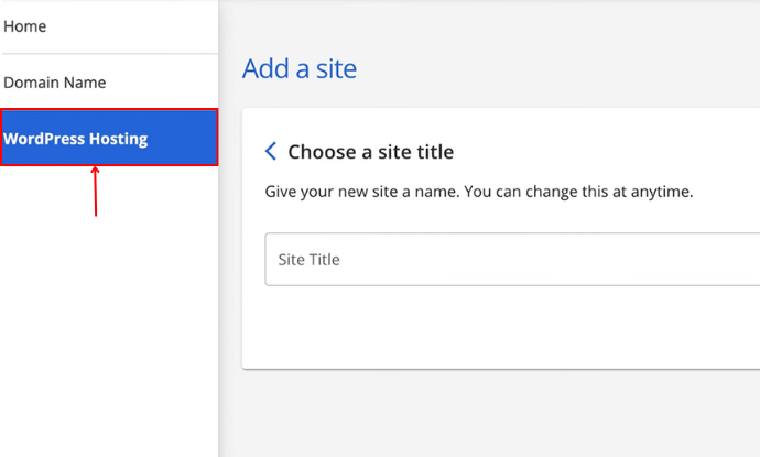 Clicking on WordPress hosting