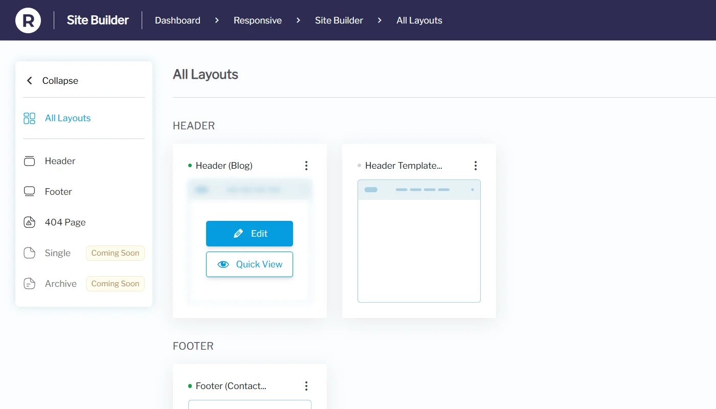 Edit & Quick View options