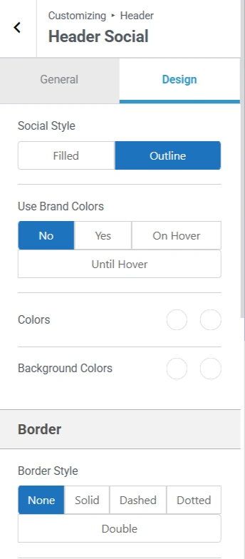 Design setting of header social
