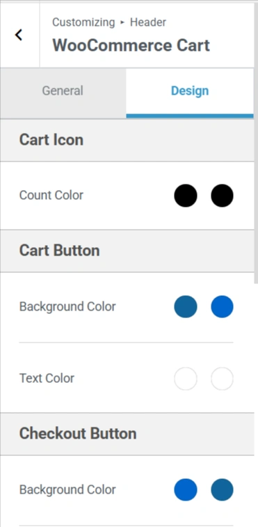 Design setting of the cart