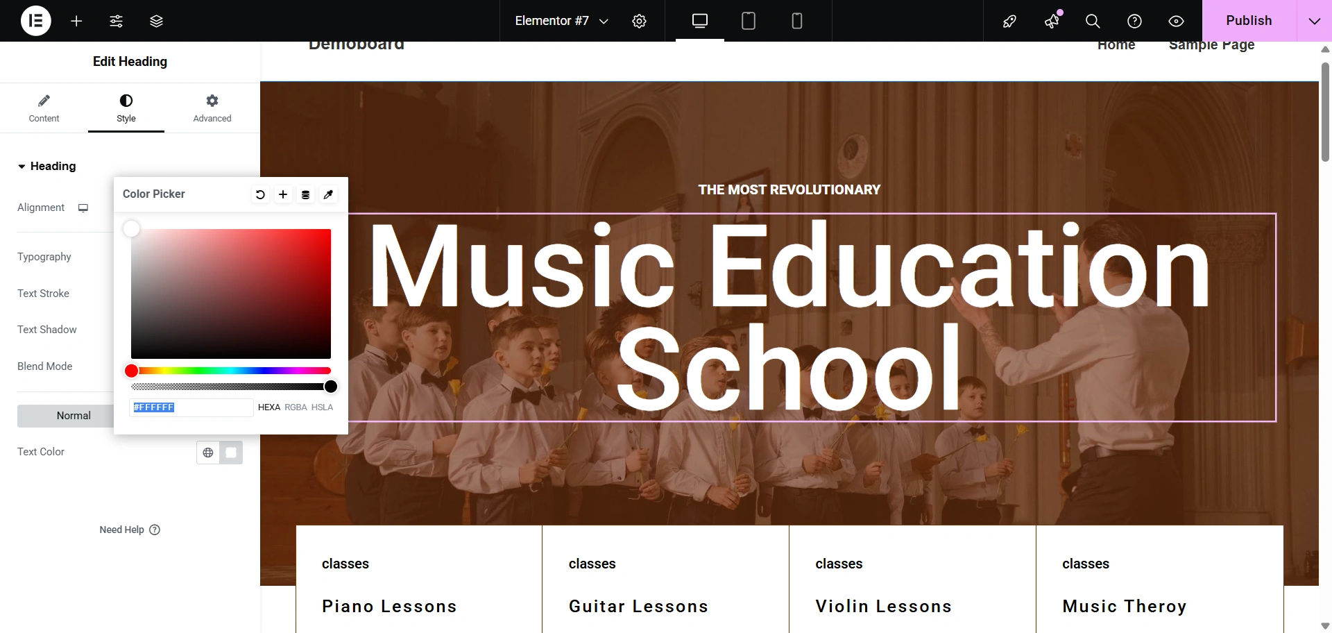 Heading of the landing page