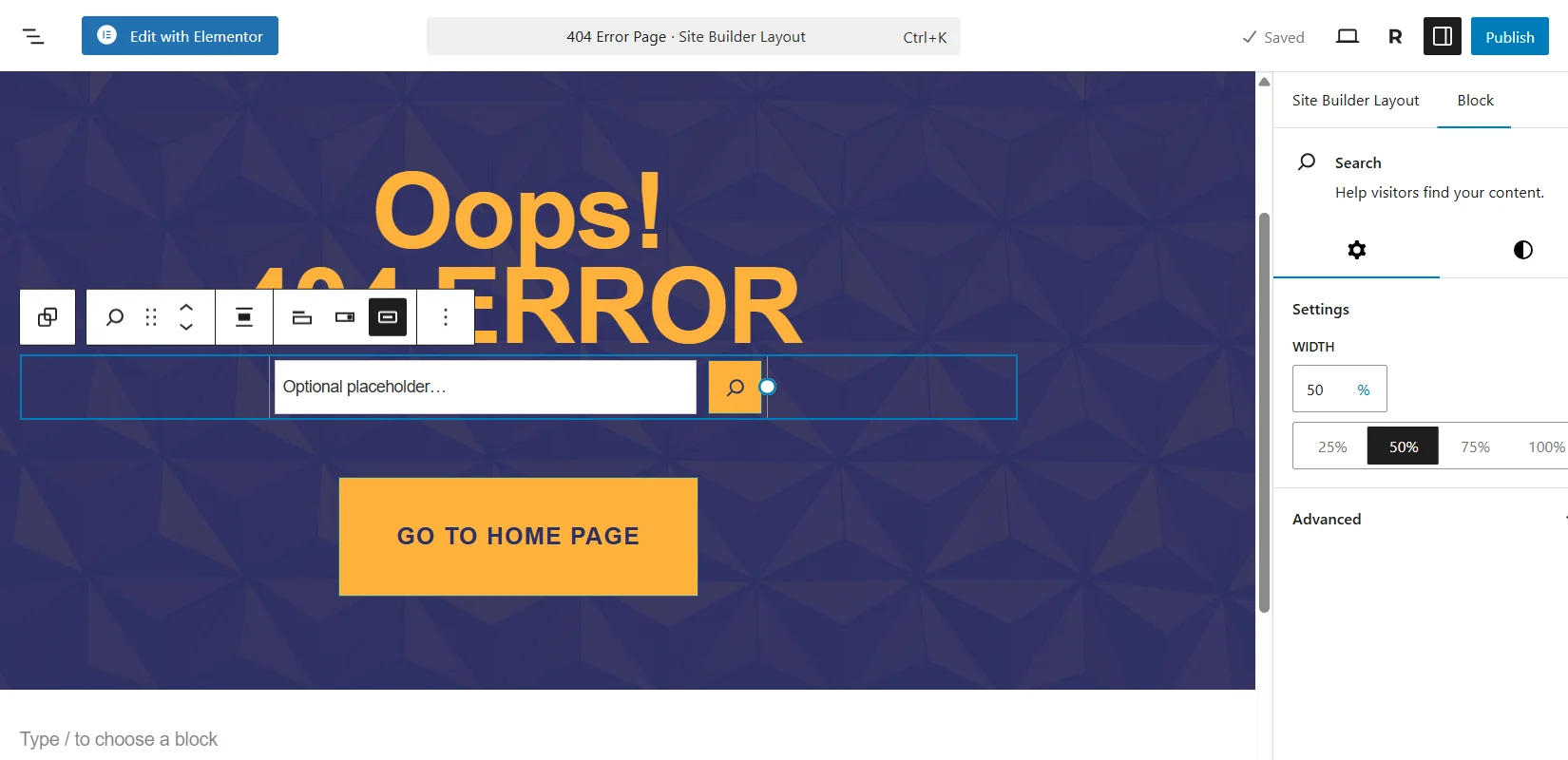 Edit and style the 404 page