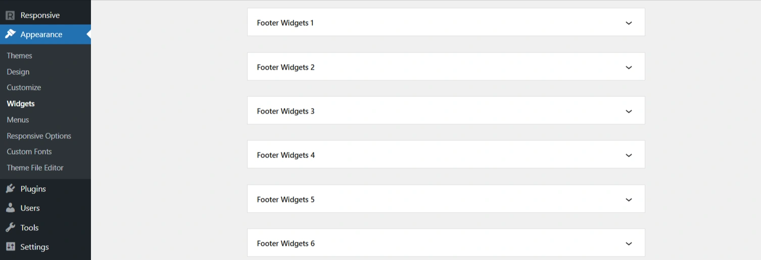Footer widgets